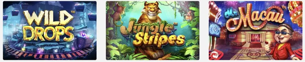 BetSoft Top Games, Wild Drops, Jungle Stripes, Mr. Macau.