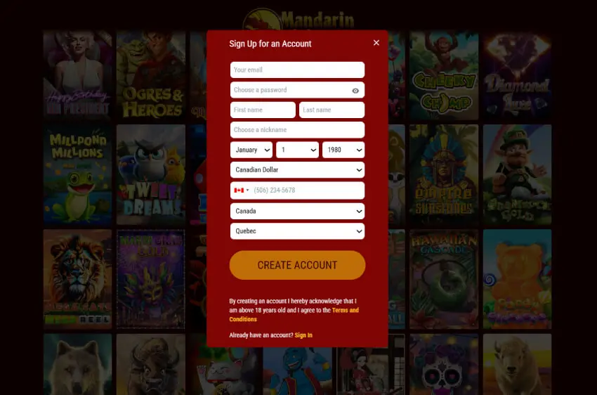 mandarin palace casino  new player login