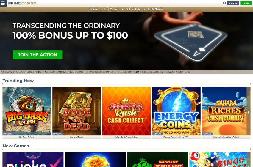 prime casino welcome bonus