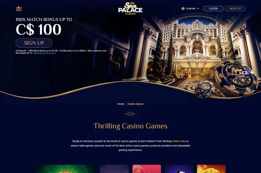 spin palace casino welcome bonus