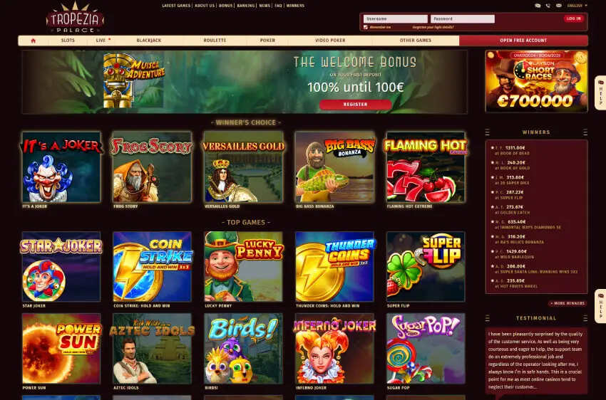 tropezia palace casino welcome bonus