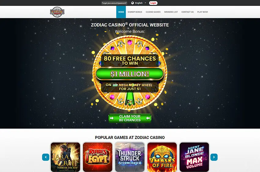 zodiac casino welcome bonus