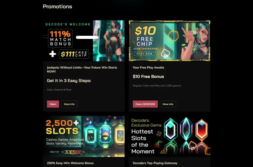 decode casino welcome bonus