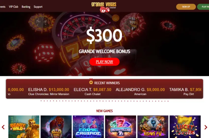 grande vegas casino welcome bonus