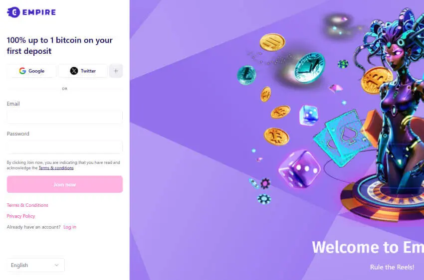 empire.io casino new player login