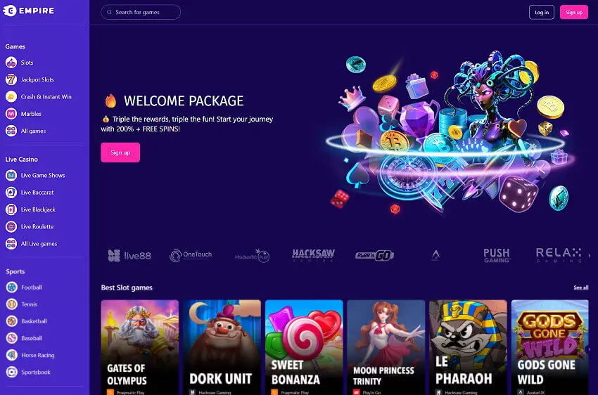 empire.io casino welcome bonus