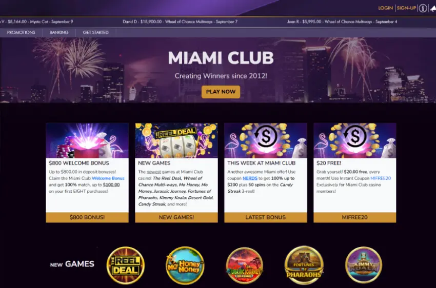 miami club casino welcome bonus