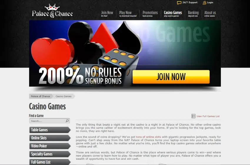 palace of chance casino welcome bonus