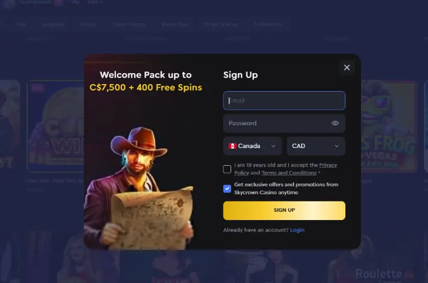 skycrown casino new player login