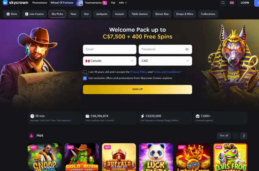 skycrown casino welcome bonus