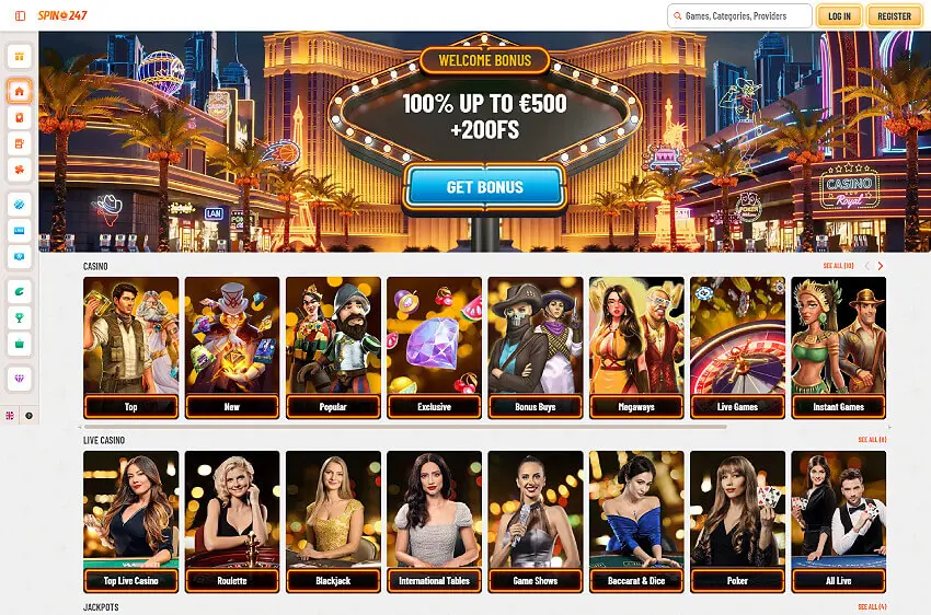 spin247 casino welcome bonus