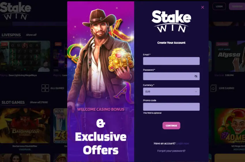 stakewin casino new player login
