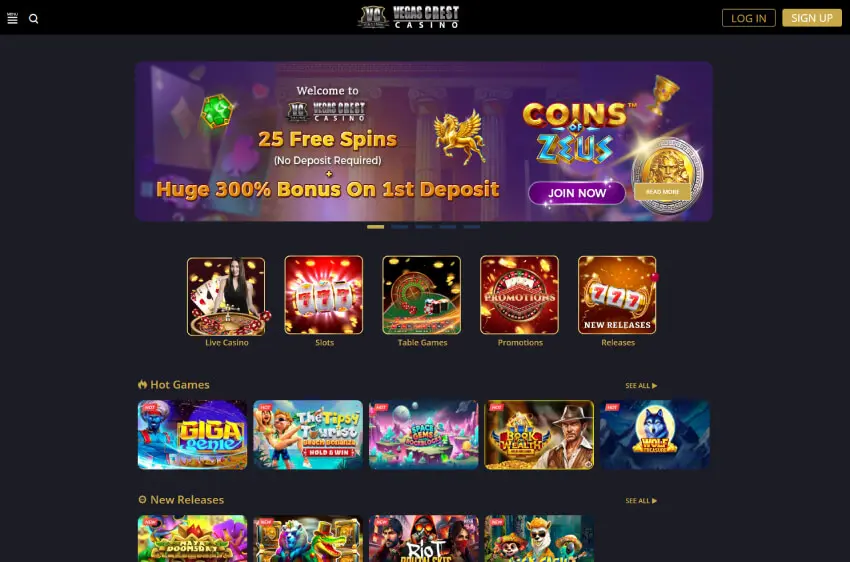 vegas crest casino welcome bonus