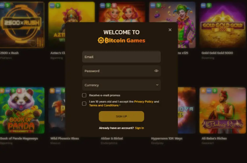 bitcoingames casino new player login