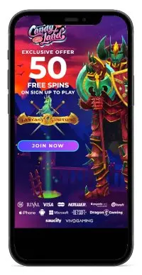 CandyLand Casino no deposit bonus on mobile screenshot