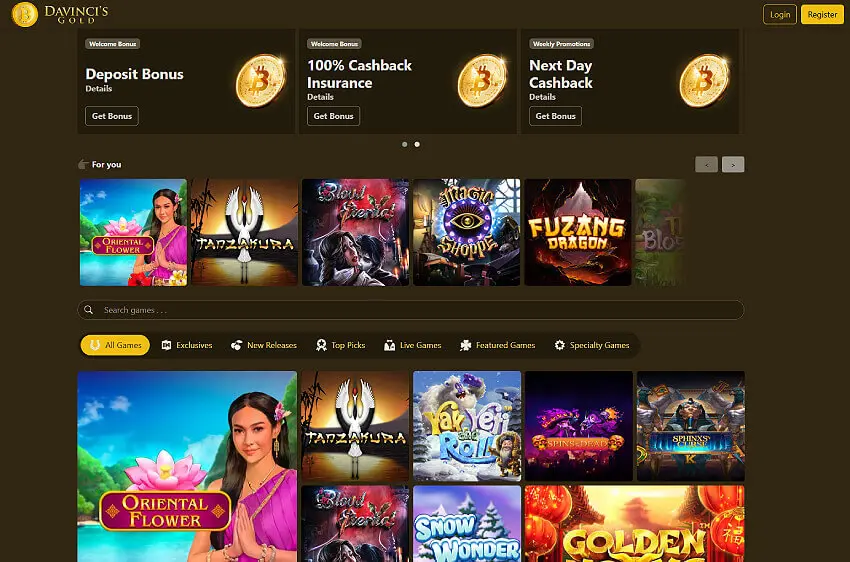 davinci's gold casino welcome bonus