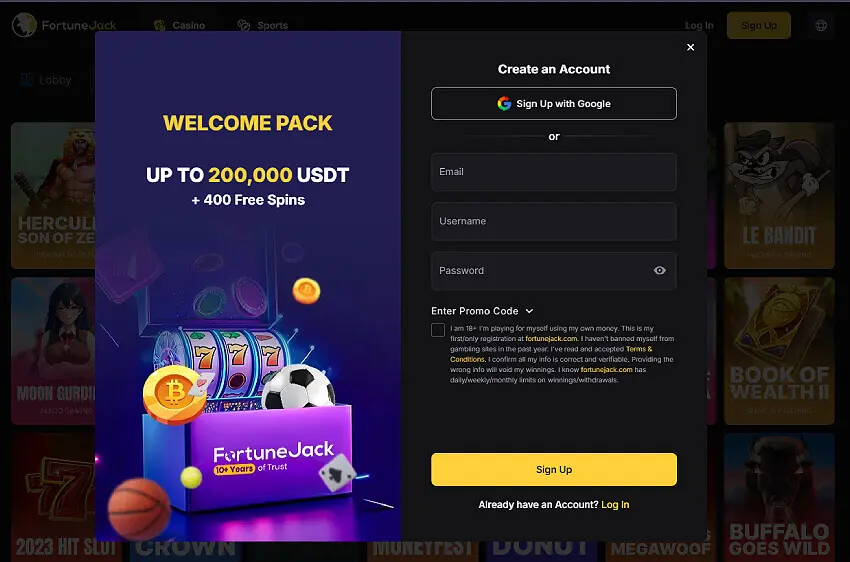 fortunejack casino new player login