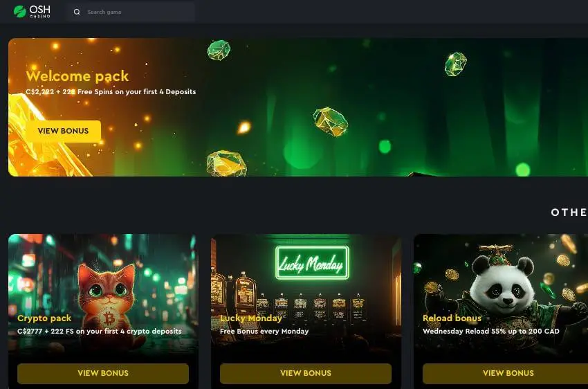osh casino welcome bonus