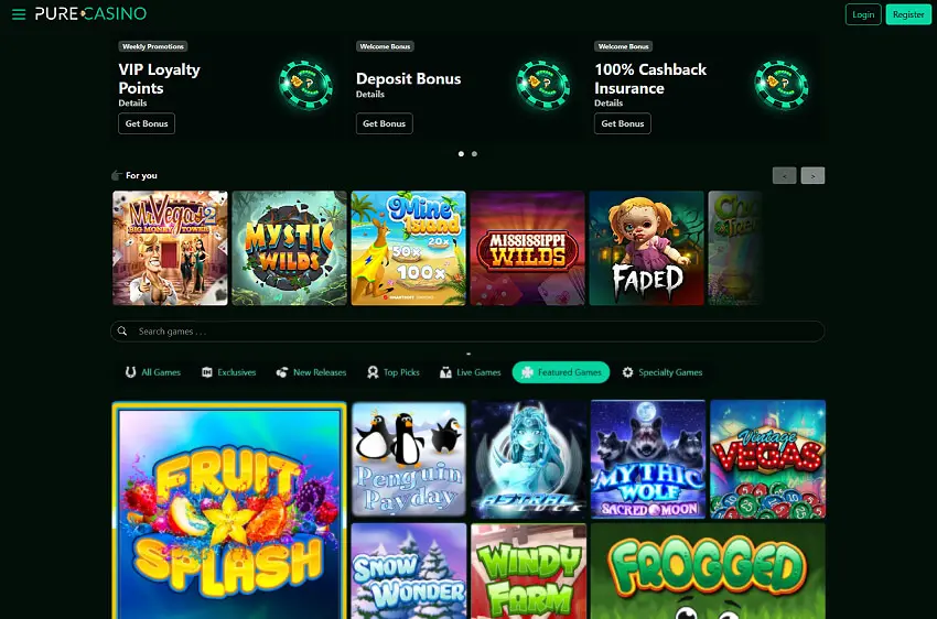 pure casino welcome bonus