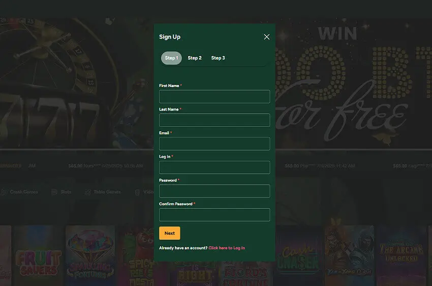 tripleseven casino new player login