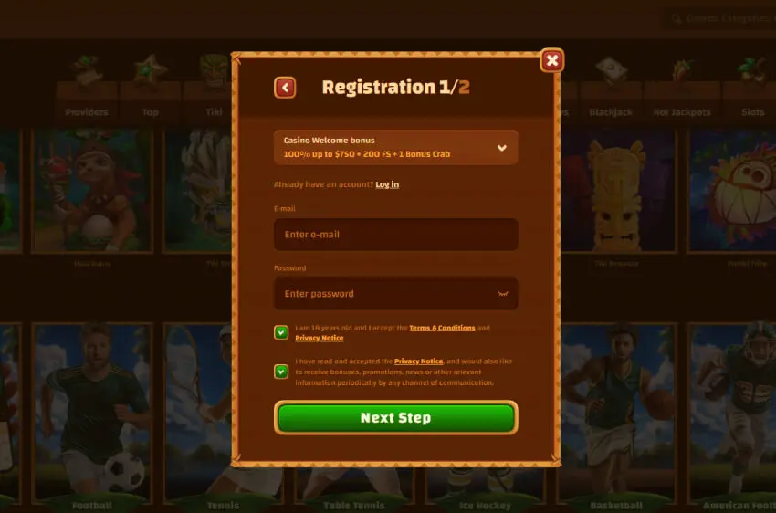 tiki casino new player login