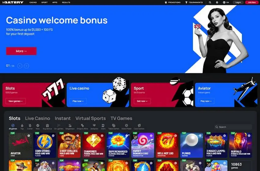 batery.win casino welcome bonus