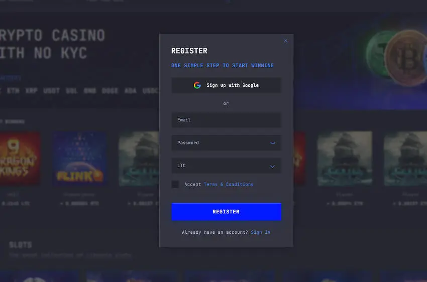 ltc casino new player login