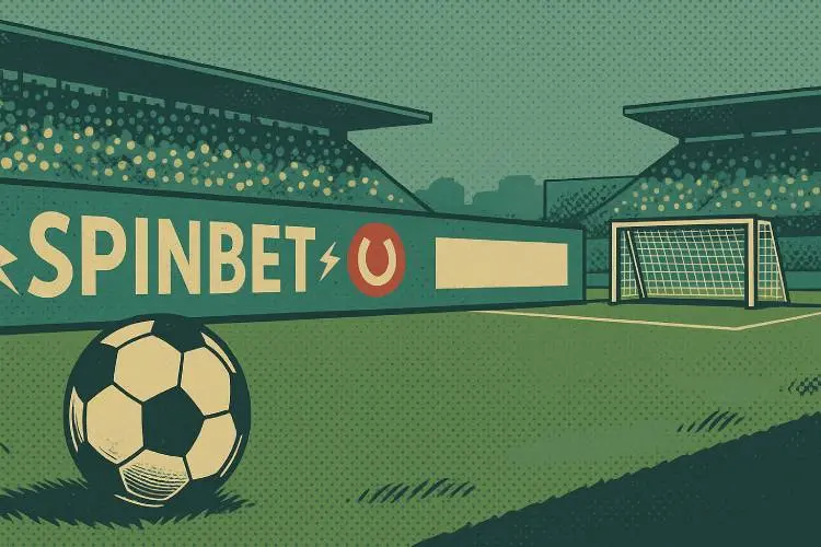 Retro pop art illustration of a Premier League football stadium with dimming LED advertising boards displaying fading gambling logos.