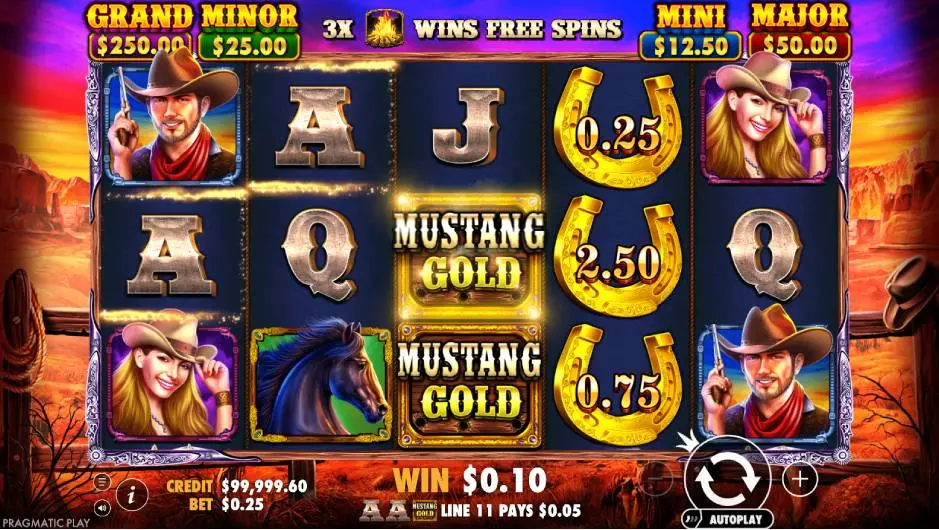 Mustang Gold Slot Game Horse shoe Screenshot