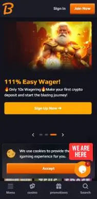 Blaze Spins Casino mobile bonus screenshot