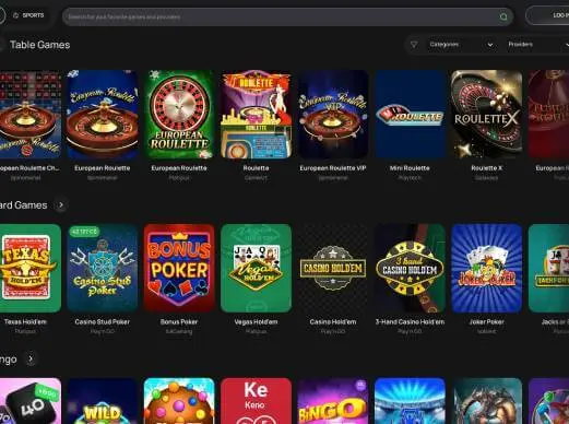 Flagman Casino table games screenshot