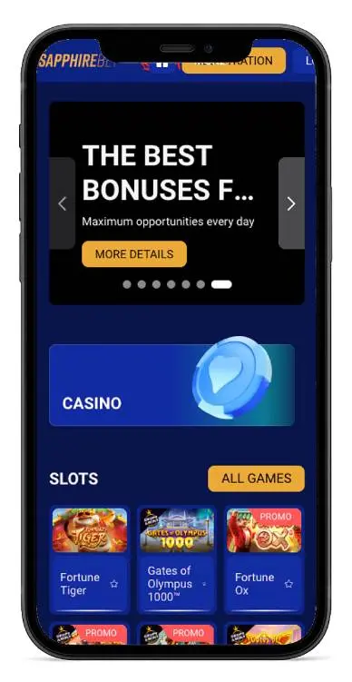 Sapphirebet Casino mobile screenshot