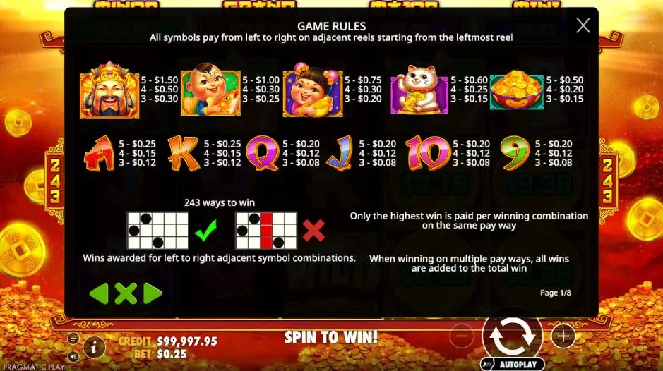 Caishen's Cash Slot Game Rules