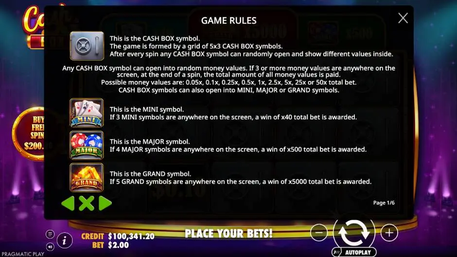 Cash Box Slot Game Rules