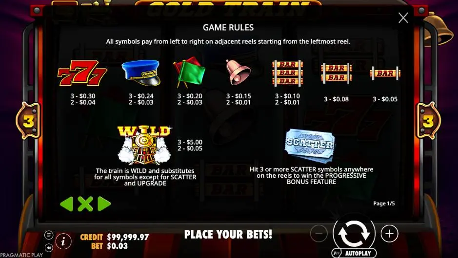 Gold Train Slot Game Rules