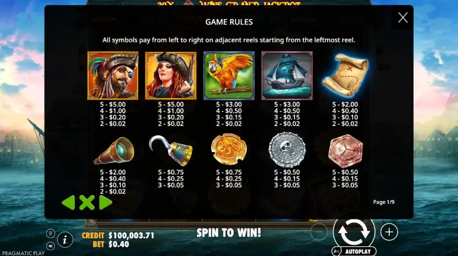 Pirate Gold Slot Game Rules