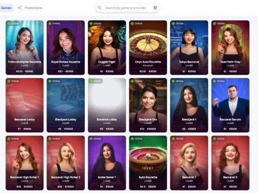 HypeKasino live games screenshot