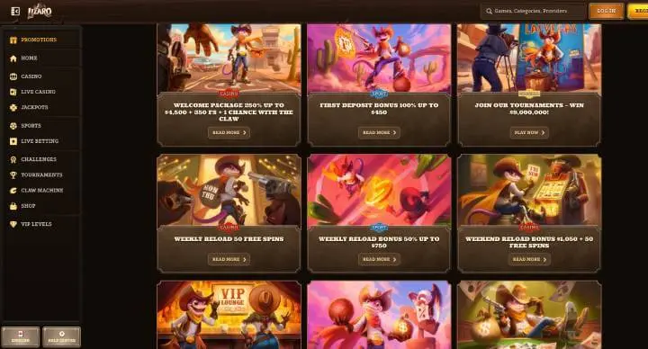 Lizaro Casino promotions screenshot