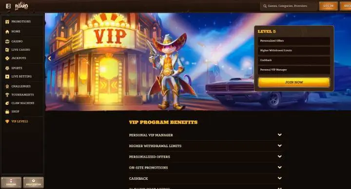 Lizaro Casino VIP screenshot