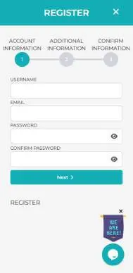 Merlin Casino registration screenshot