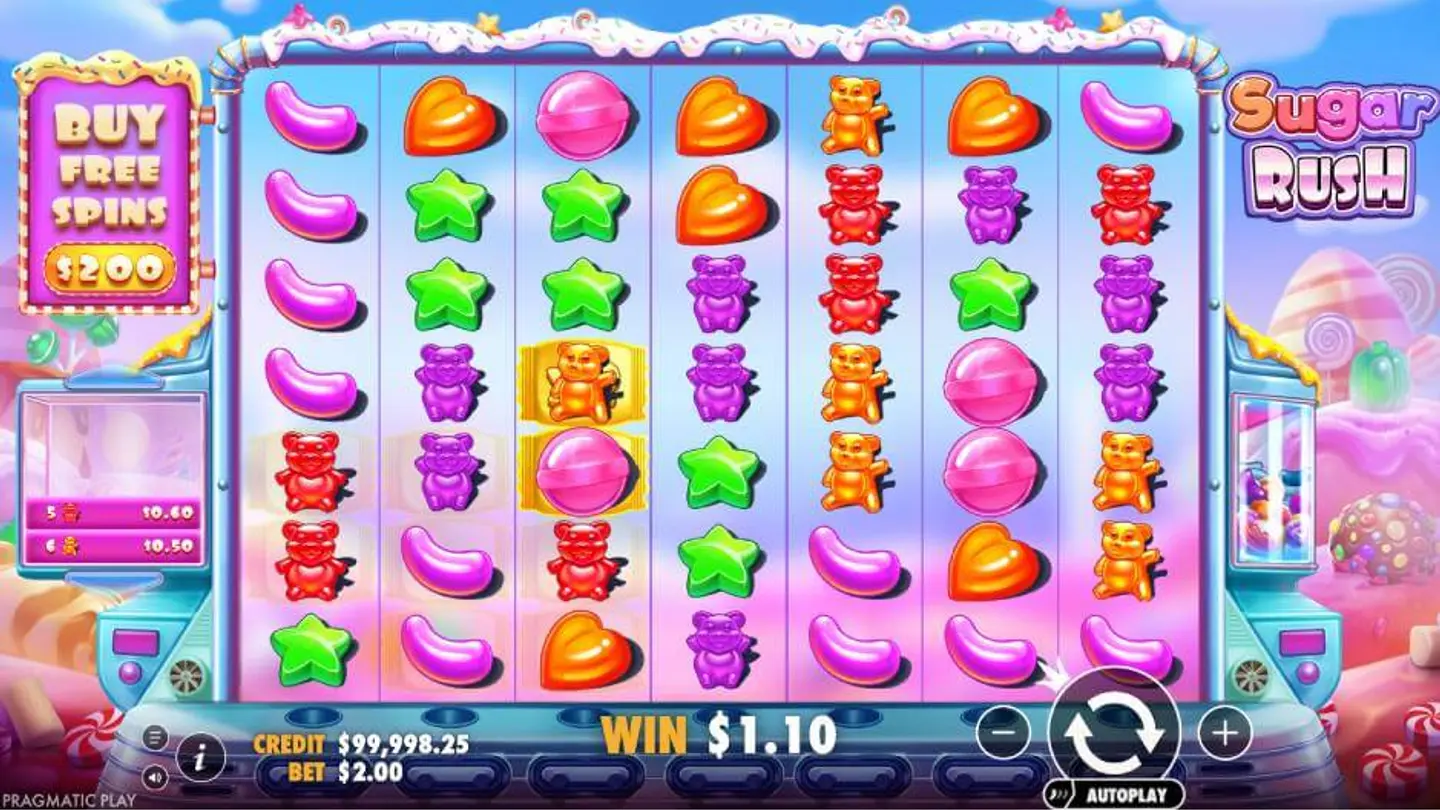 Sugar Rush™ Slot Background Image for Free Demo.